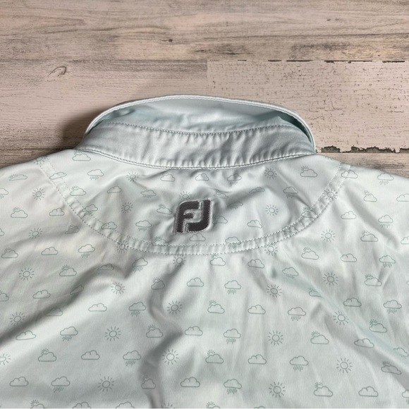 FootJoy Men’s Performance Golf SS Polo Shirt Sun Cloud Rain Print Blue Size XL - Picture 5 of 8